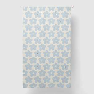 Light Blue And Cream Retro Flower Blackout Curtains