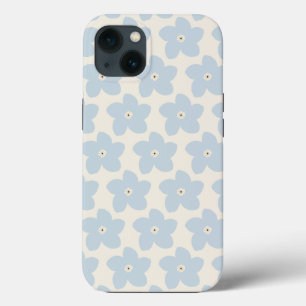 Light Blue And Cream Retro Flower iPhone 13 Case