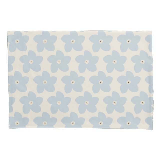 Light Blue And Cream Retro Flower Pillow Case (Front)