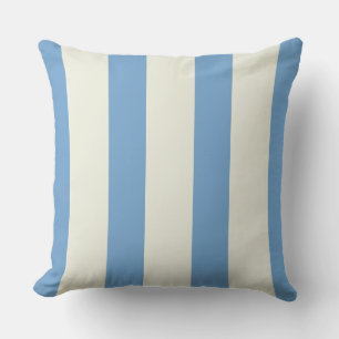 Light Blue and Cream Wide Stripes Funhaus Throw Pillow