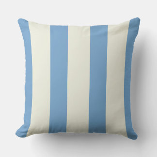Light Blue and Cream Wide Stripes Funhaus Throw Pillow