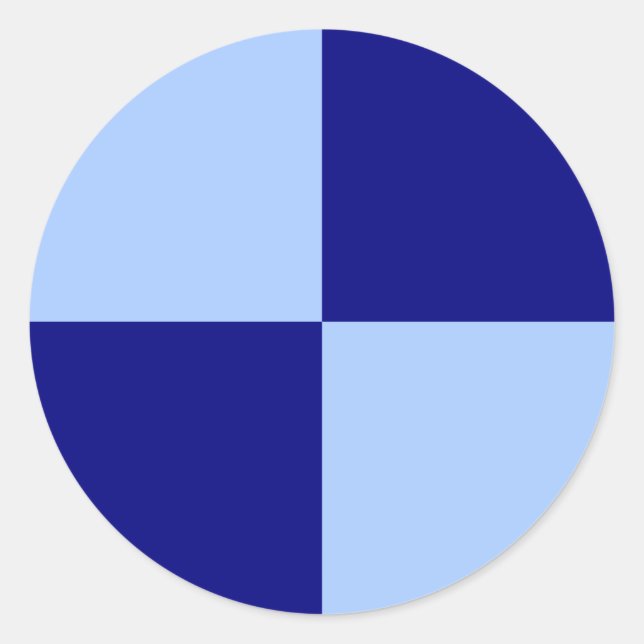 Light Blue and Dark Blue Rectangles Classic Round Sticker (Front)