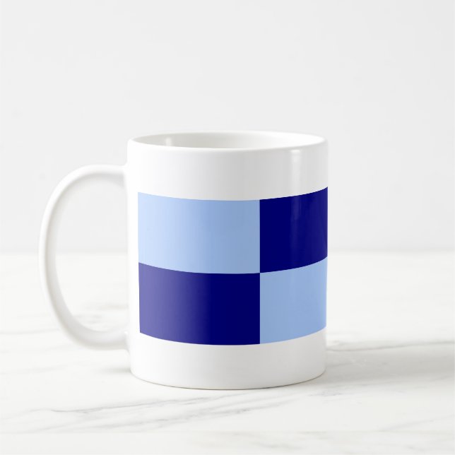 Light Blue and Dark Blue Rectangles Coffee Mug (Left)