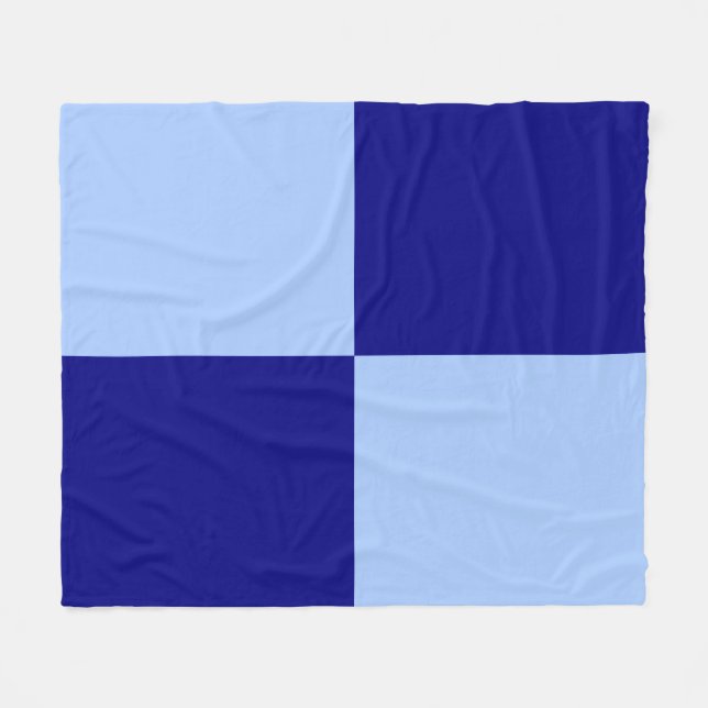 Light Blue and Dark Blue Rectangles Fleece Blanket (Front (Horizontal))