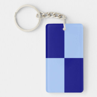 Light Blue and Dark Blue Rectangles Keychain