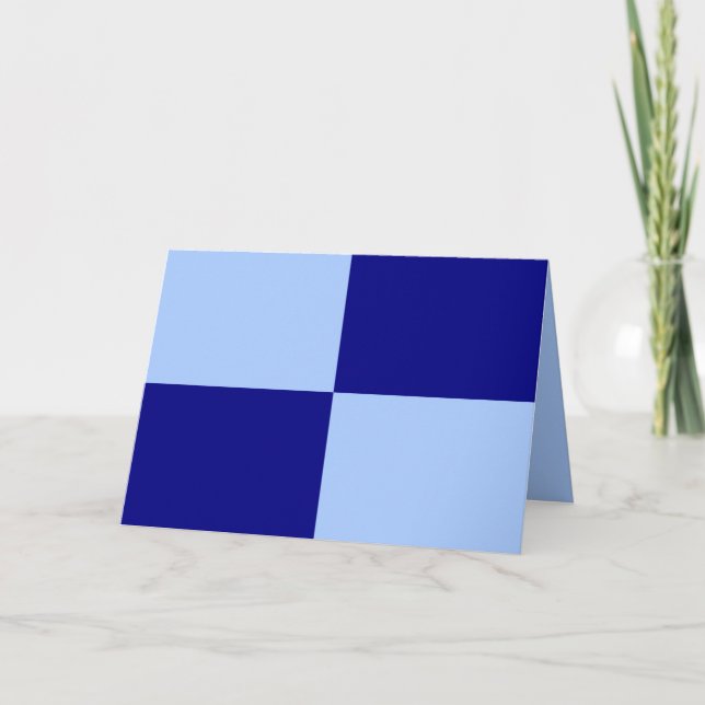 Light Blue and Dark Blue Rectangles Letterpress Thank You Card (Front)