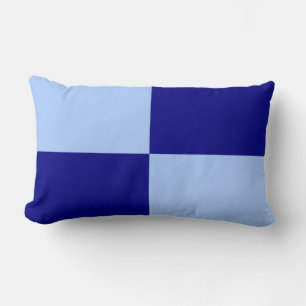 Light Blue and Dark Blue Rectangles Lumbar Pillow