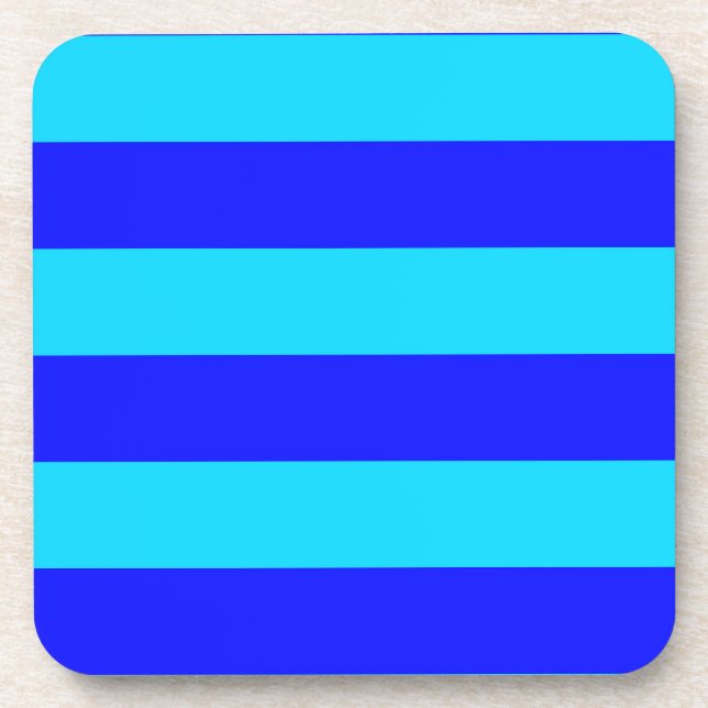 Light Blue and Dark Blue Stripes Design  Beverage Coaster (Front)
