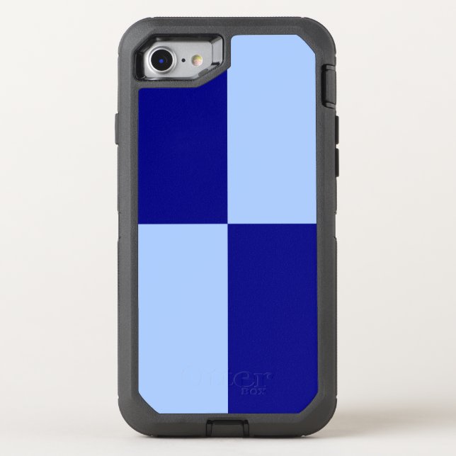 Light Blue and Deep Blue Checkered Rectangles Otterbox iPhone Case (Back)