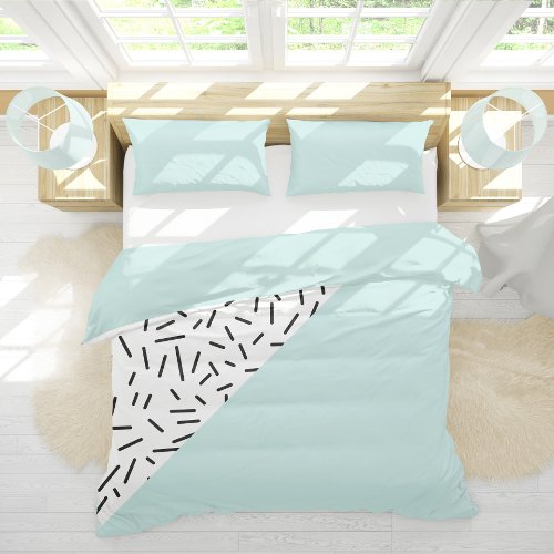 Light Blue and Geometric Pattern Duvet Cover