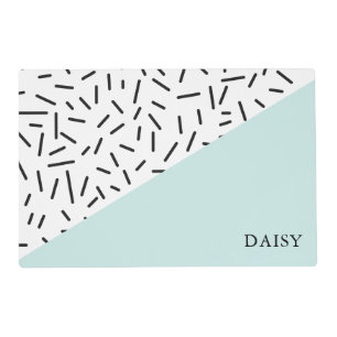 Light Blue and Geometric Pattern Personalized Placemat