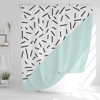 Light Blue And Geometric Pattern Shower Curtain by heartlockedhome at Zazzle