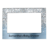 Light Blue and Glittery Silver Glam Baby Shower
