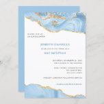 Light Blue and Gold Glitter Agate, Bat Mitzvah Invitation<br><div class="desc">This modern design features a beautiful agate border and your custom text.  Use the template form to add your text.  The advanced editing menus,  accessed by choosing "customize further",  will allow you to change the fonts,  colors and layout.</div>