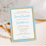 Light Blue and Gold Glitter Rectangle Bat Mitzvah Invitation<br><div class="desc">This trendy Bat Mitzvah invitation features sparkling faux glitter layered against a solid color background. Use the template form to add your own information. The "Customize" feature can be used to change the font style,  color and layout.</div>