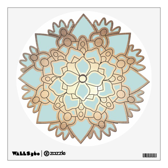 Light Blue and Gold Lotus Flower Wall Decal (Front)