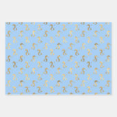 Light blue and gold mermaid scale ocean seamless   wrapping paper sheets (Front 3)