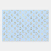 Light blue and gold mermaid scale ocean seamless   wrapping paper sheets (Front)