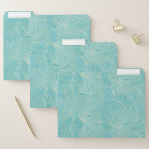 Light Blue and gold palm leaves pattern File Folder