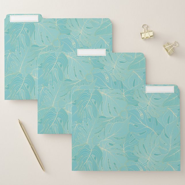 Light Blue and gold palm leaves pattern File Folder (Set)