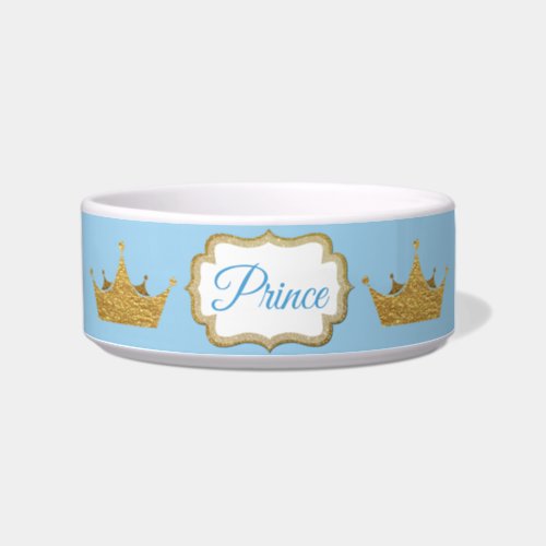 Light Blue and Gold Prince Crown Pet Dish