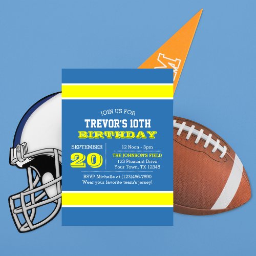 Light Blue and Gold Team Birthday Invitation