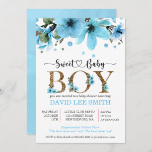 Light blue and gold watercolor Boy baby shower