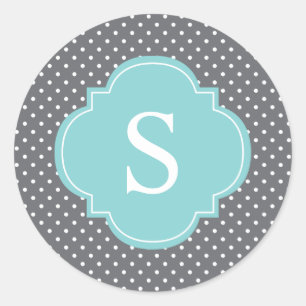 Light Blue and Gray Polka Dots Patter Classic Round Sticker