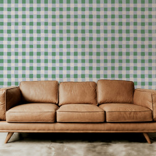 Light Blue and Green Checkered Plaid Wallpaper