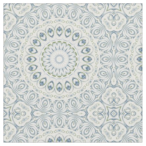 Light Blue and Green Medallion Design Fabric