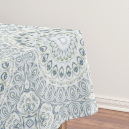 Light Blue and Green Medallion Design Tablecloth