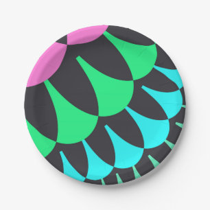 Light Blue and Green Scales Paper Plates
