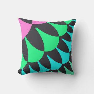 Light Blue and Green Scales Throw Pillow
