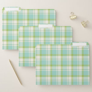 Light blue and green spring plaid pattern file folder