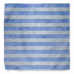 Light Blue and Grey Watercolor Stripes Pattern Bandana
