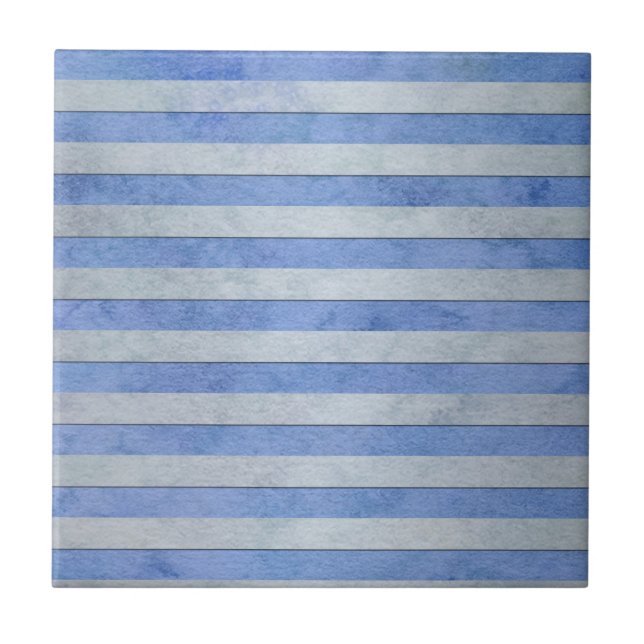 Light Blue and Grey Watercolor Stripes Pattern Tile (Front)