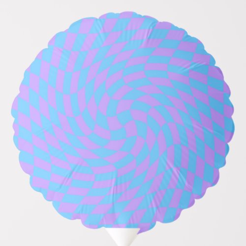 Light Blue and Lavender checker art pattern  Balloon
