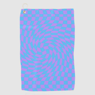 Light Blue and Lavender checker art pattern Golf Towel