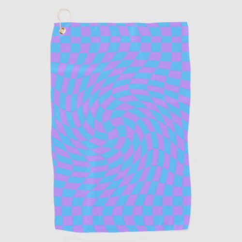 Light Blue and Lavender checker art pattern  Golf Towel