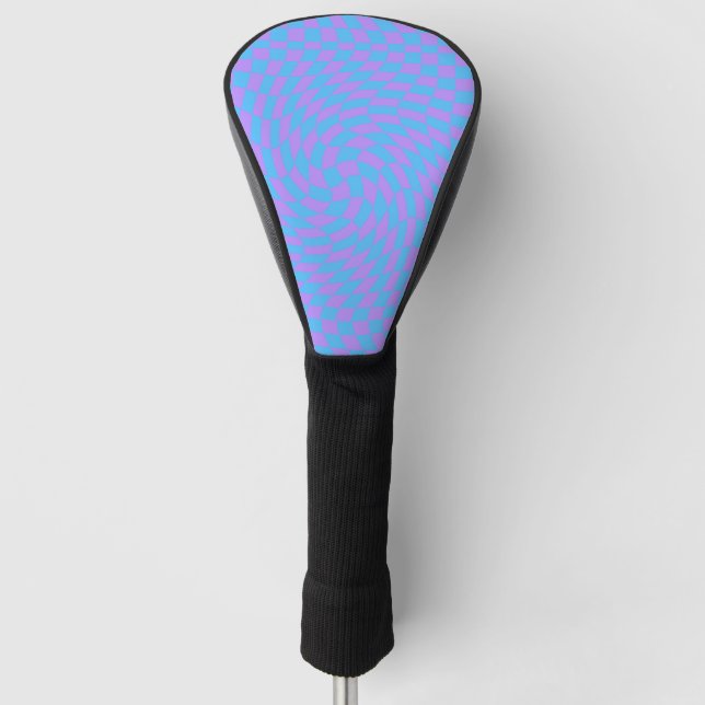 Light Blue and Lavender Waved Checkered Pattern  Golf Head Cover (Front)