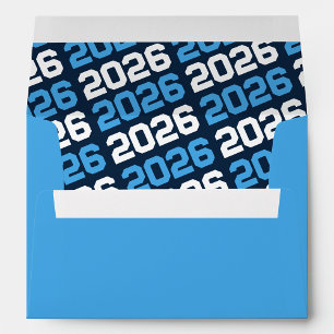 Light Blue and Navy ANY YEAR Graduation Envelopes