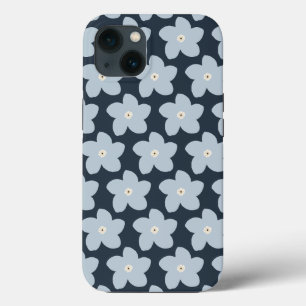 Light Blue And Navy Retro Flower iPhone 13 Case