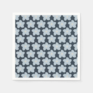 Light Blue And Navy Retro Flower Napkins