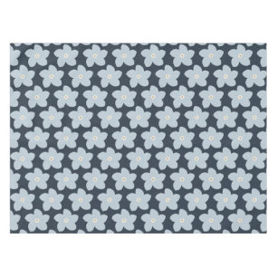 Light Blue And Navy Retro Flower Tablecloth