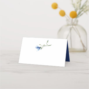 Light Blue and Navy Watercolor Floral Place Card