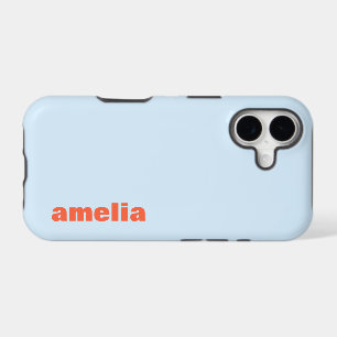 Light Blue and Orange Bold Retro Name Typography iPhone 17 Case