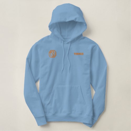 Light Blue and Orange College Champions Embroidered Hoodie