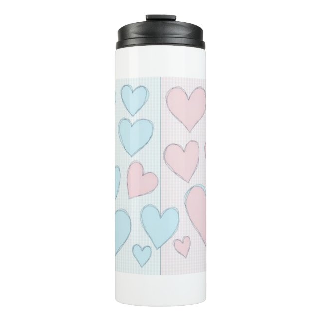Light blue and pink heart tumbler (Front)