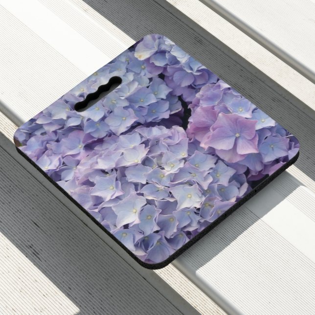 Light Blue and Pink Hydrangea Seat Cushion (In Situ)