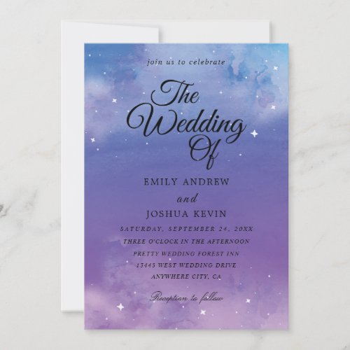 light blue and purple wedding invitations
